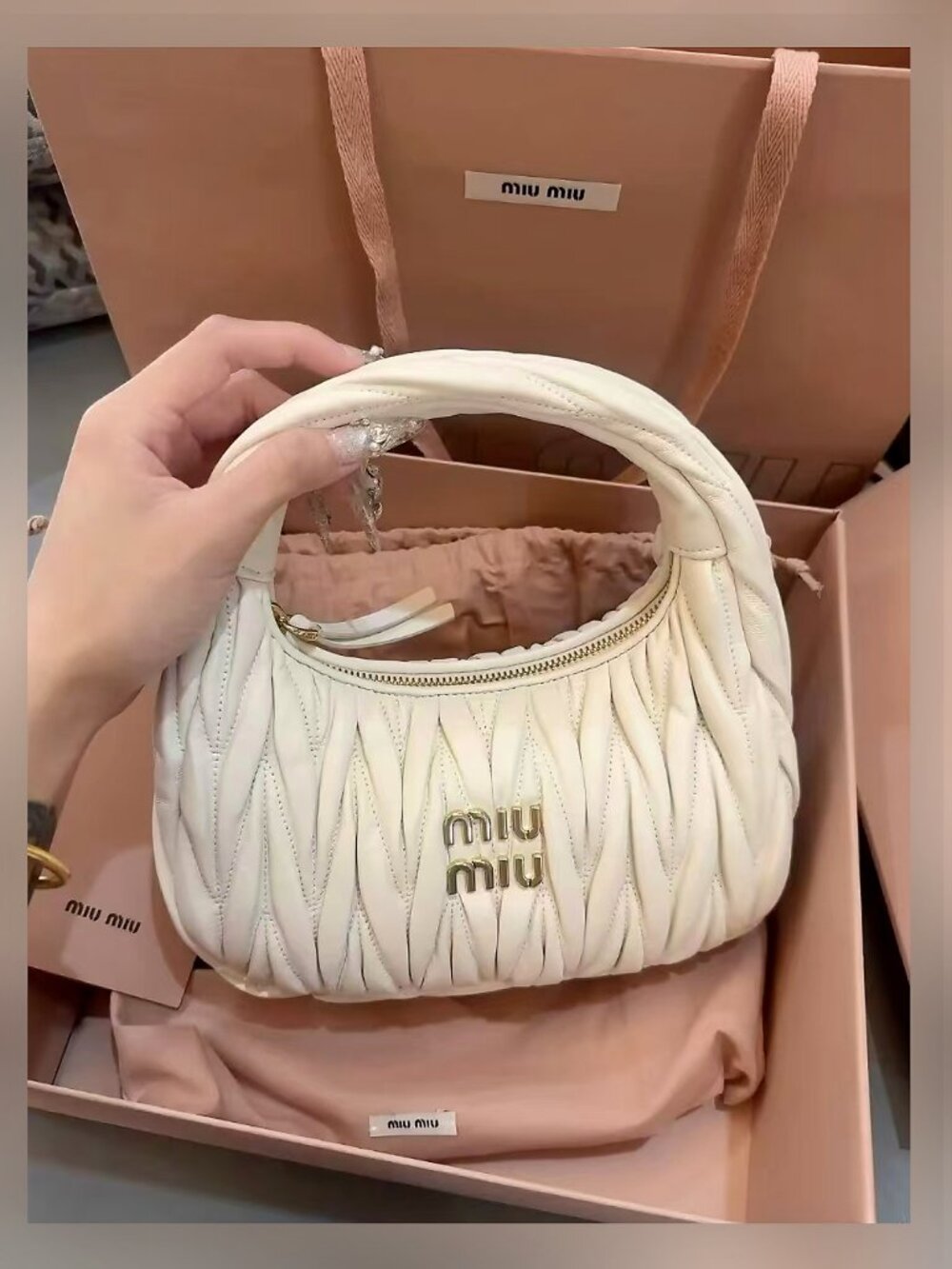 Miu Miu White Leather Underarm Bag